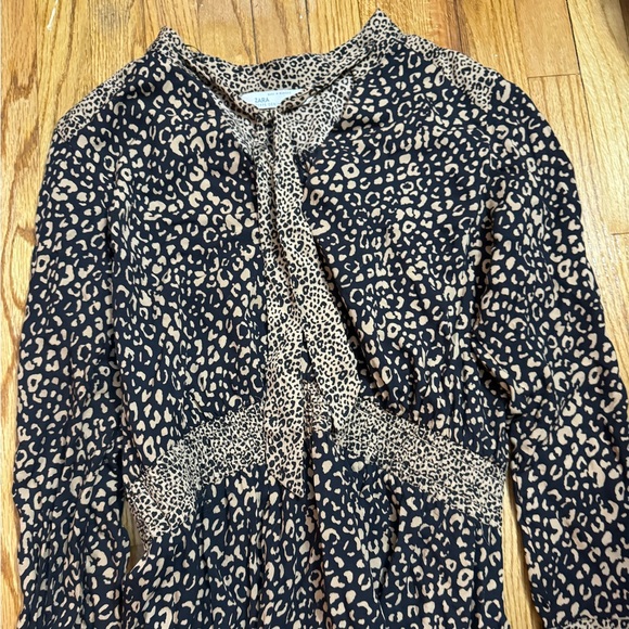 Zara Women's long sleeve dress Multicolor cheetah pattern SAME DAY SHIP - Picture 2 of 4